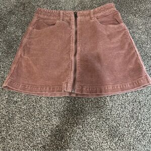 Corduroy Zip-Front Skirt